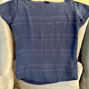 Ann Taylor Factory Short Sleeve Navy Blouse Size S
